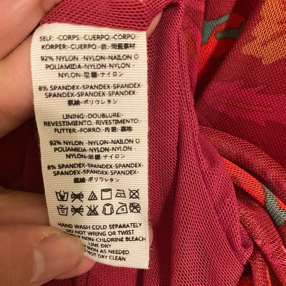 FREE PEOPLE WILDFLOWER HONEY FLORAL LONG SLEEVE MESH TOP BERRY COMB - Picture 6 of 7